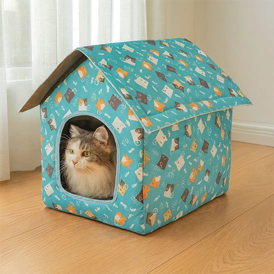 Maison pour chat extérieur bleu pale
