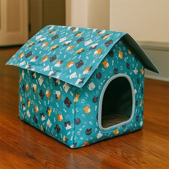 Maison pour chat extérieur bleu