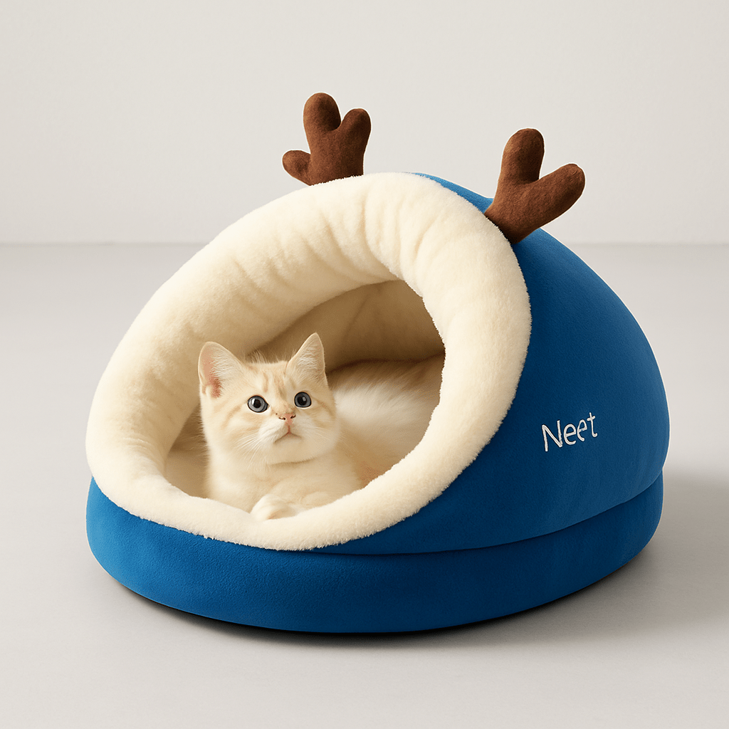 Chat Niche bleu coton pp