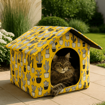 Maison pour chat extérieur jaune