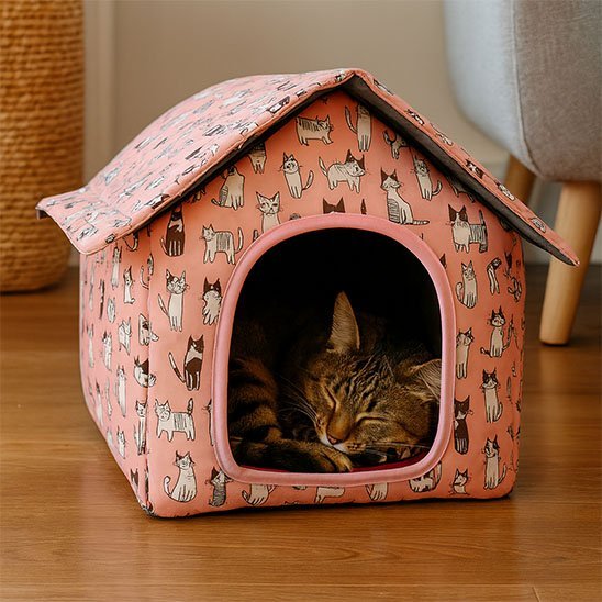 Maison pour chat extérieur rose