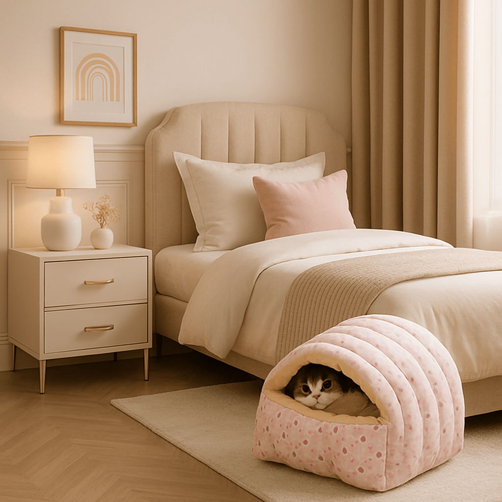 Niche a Chat polaire corail