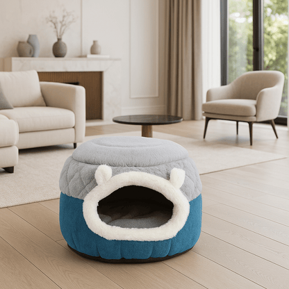 Panier pour Chat bleu et gris